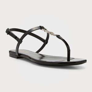 Saint Laurent Cassandra 05 Strass Crystal YSL Thong T Strap Flat Sandals